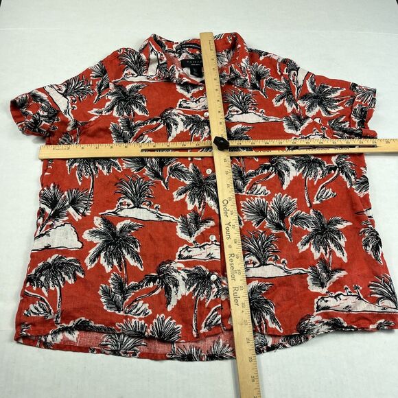 Tahari Liinen Flax Short Sleeve Shirt Tropical Hawaiian Coastal Top Casual Large - Picture 5 of 9
